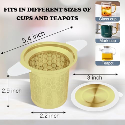 Tea Infuser for Loose Leaf Tea, 304 Stainless Steel Strainer Basket Gold