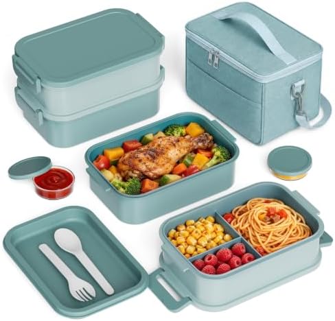 Jelife Bento Box Adult Lunch Box with Lunch Bag for Men Women