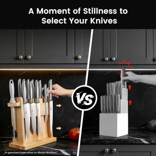 SYOKAMI 2026 Upgrade Japanese Kitchen Knife Set with Torii-Style Block