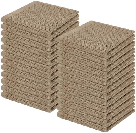Homaxy 100% Cotton Waffle Weave Kitchen Dish Cloths 24-Pack, Tan