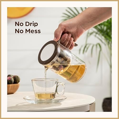 Magnetic Glass Infuser Tea Pot - Tea Brewer for Loose Tea - 20 oz