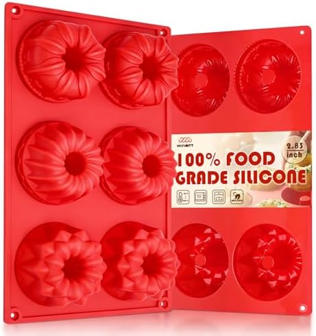 HKNMTT 2Pcs Mini Buntz Cake Pan 6-Cavity Non Stick Baking Molds 3 Shaped