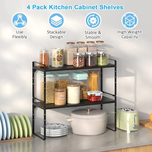 15.5 to 25.5 Inch Kitchen Cabinet Shelf Organizers，Kitchen Shelf Organizer