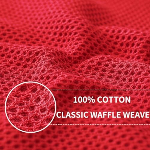 Homaxy 100% Cotton Waffle Weave Kitchen Dish Cloths 24-Pack, Red