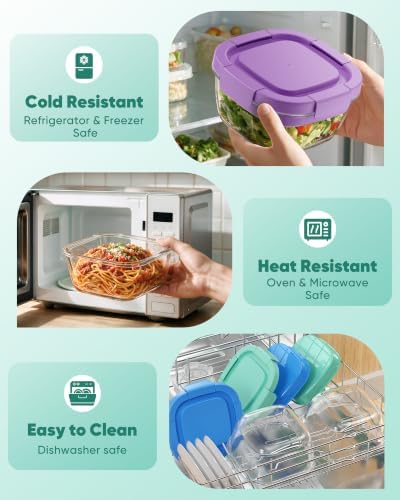 Canfanni Glass Salad Container, 56oz Bowl with Airtight Lids, Tray, Fork