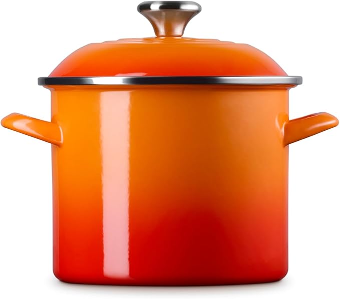 Le Creuset Enamel on Steel Traditional Stockpot, 6 qt., Flame with Stainless Steel Knob