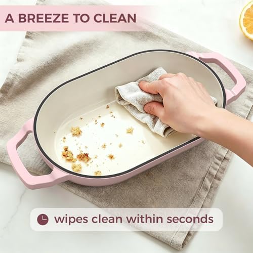 Wildone Enameled Cast Iron Dutch Oven Pot with Lid, Oval Bread Oven