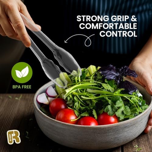 18 Pcs Clear Plastic Serving Utensils Set - 6 Clear Plastic Serving Spoons, 6 Tongs And 6 Forks - Heavy Duty Disposable Serving Utensils Set For Parties