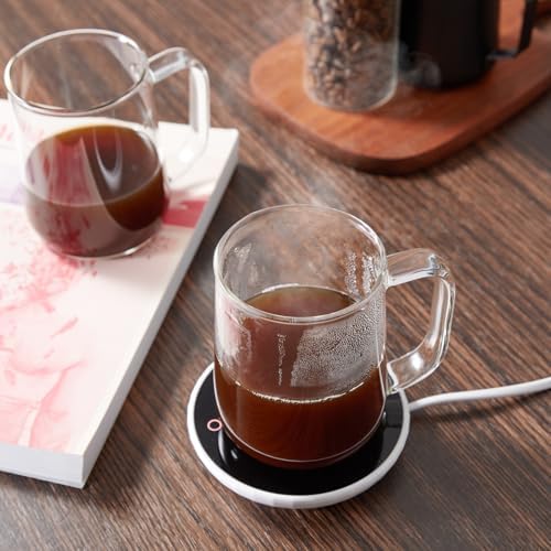 Glass Coffee Mugs, 16 oz Glass Coffee Cups Set of 4, Clear Borosilicate Glass Mugs with Handles for Cappuccino, Tea, Latte, Hot/Cold Beverages, Wine, Americano