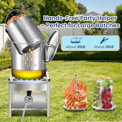 ARC 52QT Stainless Steel Stockpot for Crab Seafood Boiler w/Basket, 13Gal