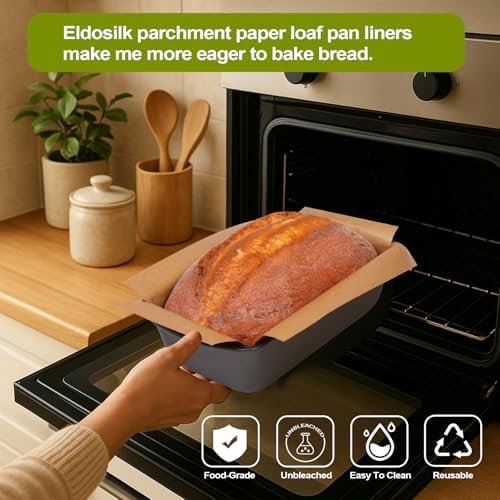 Unbleached Parchment Paper Loaf Pan Liner - Precut 9''x5'' Non-Stick, Fits 8.5''x4.5''/10''x5'' Loaf Pans, Heat-Resistant 430°F, Food-Safe for Bread Baking (100 Pcs & 1 Silicone Liner)