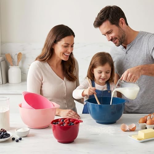 BoxedHome Classic Mixing Bowls Set of 4, BPA Free Plastic, Microwave Safe