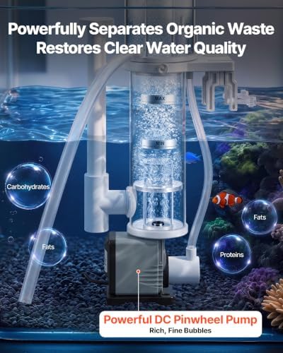 VEVOR Protein Skimmer for 20-30 Gal Saltwater Aquarium Hang On with DC Pump, Protein Skimmer with DC Pinwheel Pump, Adjustable Control, for 20-30 Gallon Small Saltwater Aquariums & Reef Tank Fish Tank