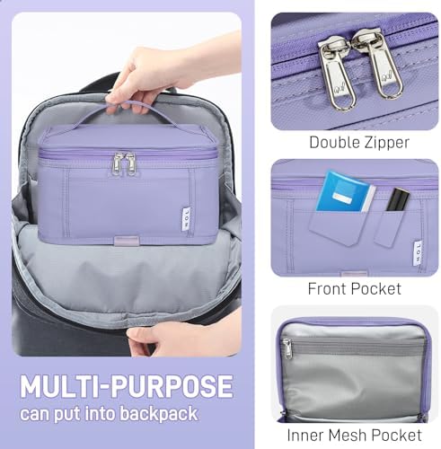 NOL Small Lunch Bag Mini Lunch Box Insulated Lunch Bag for Men/Women Leakproof Cooler Tote Bag Lightweight Nylon Waterproof Lunch Box For Work, Light purple