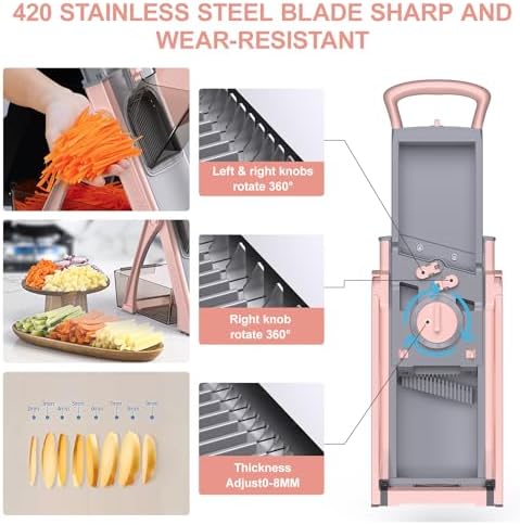 All in 1 Upgraded Version Safe Mandoline Slicer for Kitchen, Veggie Slicer