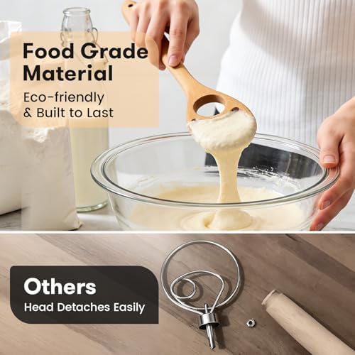 Wooden Danish Dough Whisk for Sourdough, One-Piece 2 Pack