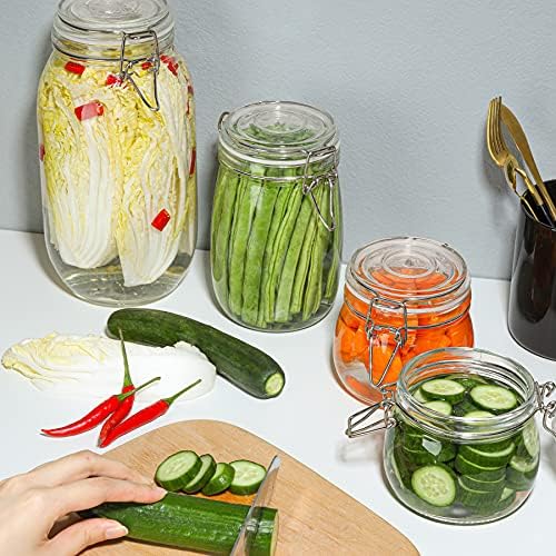 ComSaf Round Small Glass Pantry Jars with Airtight Lids 17 oz 6 Pack