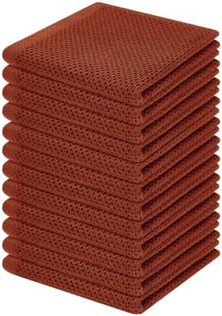 Homaxy 100% Cotton Waffle Weave Kitchen Dish Cloths 12-Pack, Rust