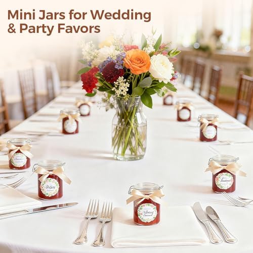 ComSaf Small 8 oz Glass Jars with Airtight Lids 12 Pack Jam Pantry