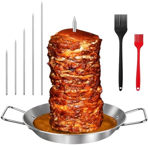Al Pastor Skewer for Grill, Large 13 Inch Gyro Pan with Fat Separator