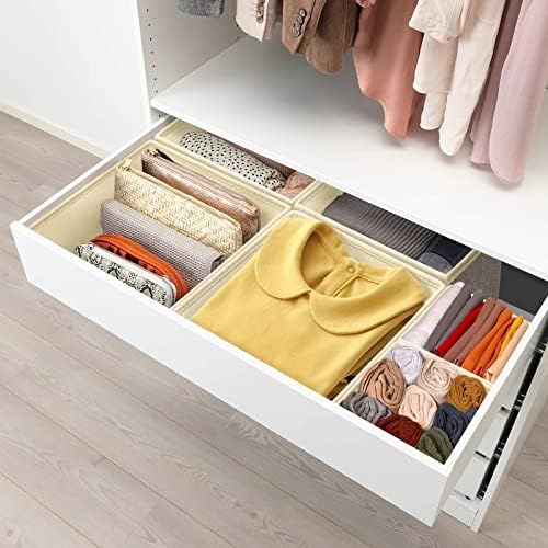 Criusia Underwear Drawer Organizer, 6 Set Foldable Underwear Drawer Organizer and Closet Dividers,Storage Box for Clothes, Socks, Underwear (6 Bins, Beige)