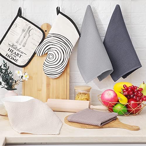 Homaxy 100% Cotton Waffle Weave Kitchen Dish Cloths 6-Pack, Mixed Color