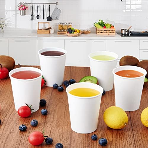 Turbo Bee 300Pack 8oz Paper Cups,Disposable Coffee Cup， White Paper Water Cups,Hot/Cold Beverage Drinking Cup for Party,Travel and Event