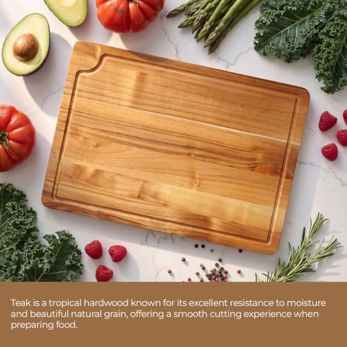 Teak Wood Cutting Board for Kitchen with Storage Stand, (Set of 3)