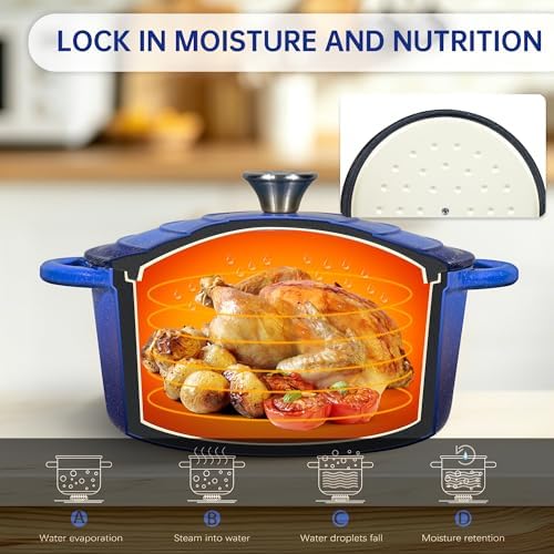 5 QT Enameled Cast Iron Dutch Oven Pot with Lid & Gold Powder