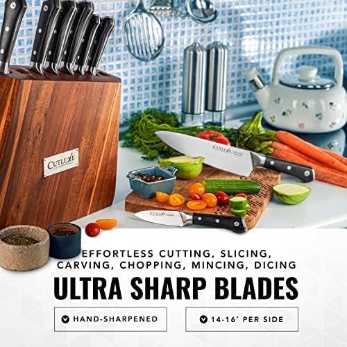 Cutluxe Kitchen Knife Set, 8-Piece Chef Knives with Acacia Wood Block