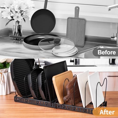 FrutPunch Pots and Pans Organizer,with 10 Adjustable Partitions