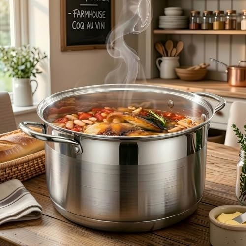 10 Quart Stock Pot, Stainless Steel Pot with Lid For Induction