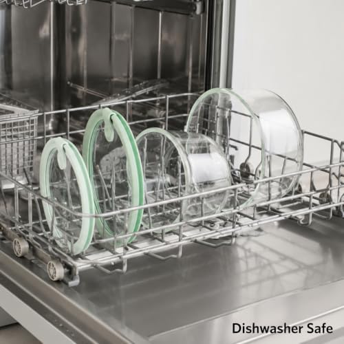 Glad Glass Food Storage Containers, Set of 4 - Airtight Vacuum Sealed Steam Vent Lids - Round Borosilicate Glass Dishes with Ombre Green Lids - Assorted Sizes for Meal Prep & Leftovers, Brown