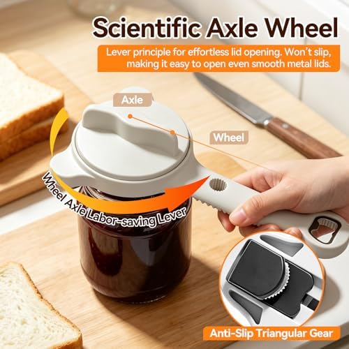 4-In-1 Jar Opener for Weak Hands & Seniors, Adjustable Fits Lid 0.98-3.54In