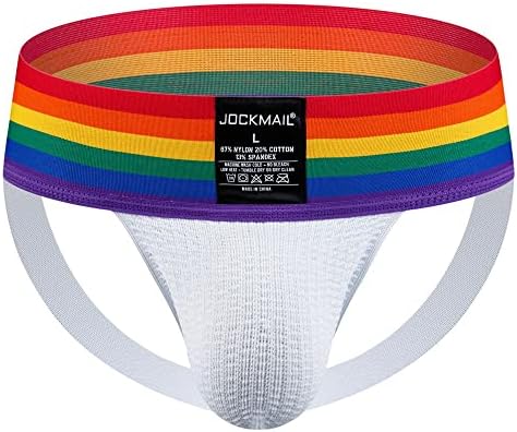 JOCKMAIL Mens Briefs Jockstrap Athletic Supporter Men Jockstrap Rainbow Men Sport Underwear Jockstrap for Gym Sport