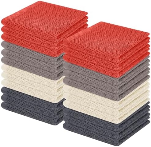 Homaxy 100% Cotton Waffle Weave Kitchen Dish Cloths 24-Pack, Multicolor