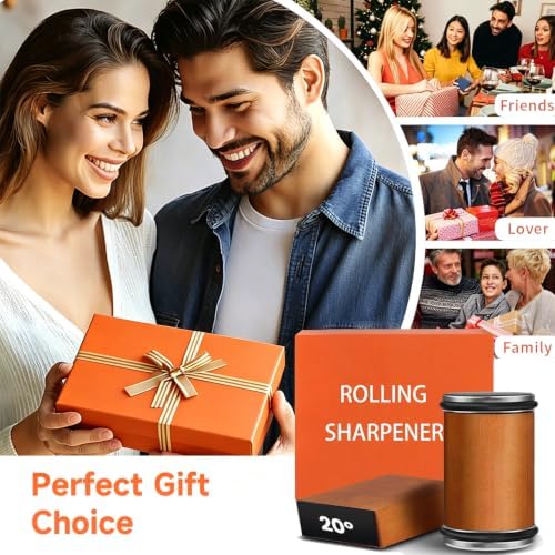 Rolling Knife Sharpener for Ultra Razor Sharp Edges Knife Sharpening Kit, Rolling Knife Sharpener Kit with Diamond and Stainless Steel Disc for Sharpening and Honing, 15°/20°