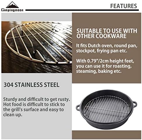 CAMPINGMOON Round Cooling Rack Roasting Rack for Baking Stainless Steel W24 Diameter φ9.5inch/φ24cm