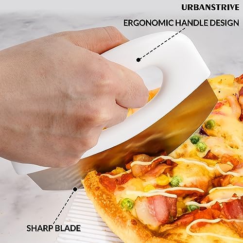 Pizza Cutter with Blade Cover Stainless Steel Upgraded Sharper Blade White