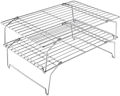 Leonyo 2-Tier 15x10IN Cookie Cooling Rack for Cooking Stackable Collapsible