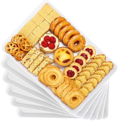Serving Trays, Serving Platter, Plastic Trays, 6-Pack, White