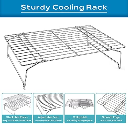 Leonyo 3-Tier 15x10IN Cookie Cooling Rack for Cooking Stackable Collapsible