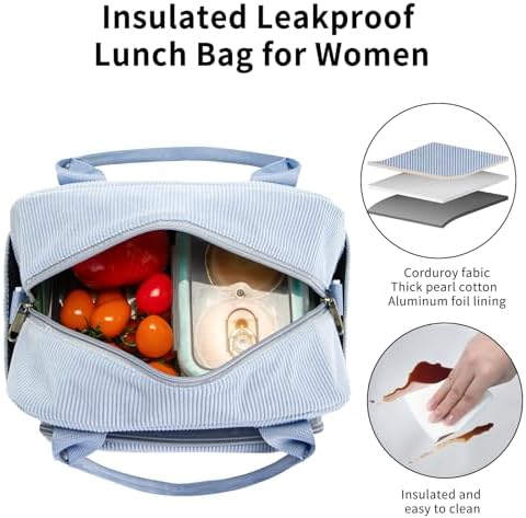Lunch Bag Women Lunch Box for Women Adult Cute Insulated Lunch Bag Lager Cooler Lunch Tote Bags for Work Picnic (Blue)