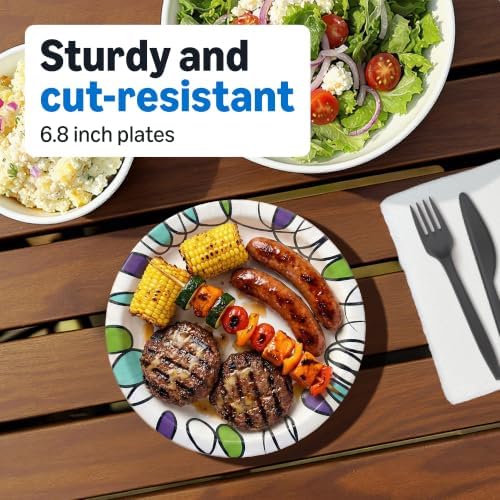 Amazon Basics Ultra Paper Plates, 6.87 Inch, Disposable, 600 Count (2 Pack of 300) (Previously Encore), Packaging May Vary