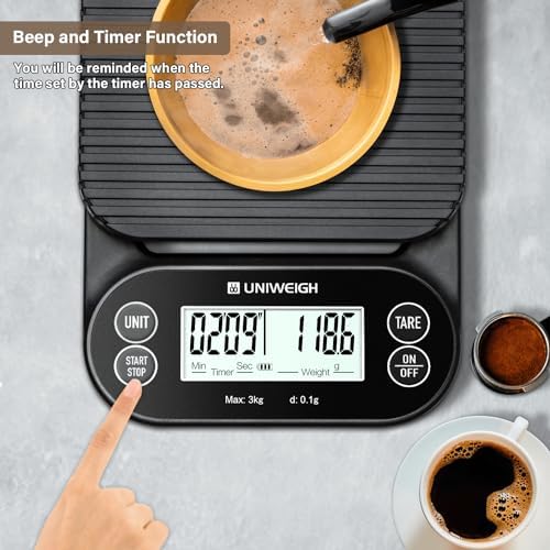 Digital Coffee Scale with Timer 3kg/0.1g Accuracy Espresso Scale