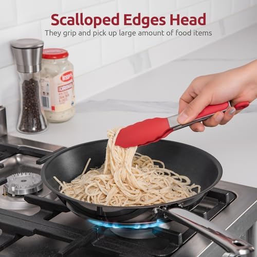 U-Taste Kitchen Tong for Cooking, 480ºF Heat-Resistant Silicone, 7in/Red