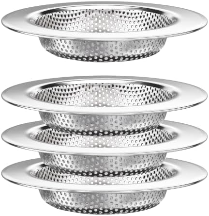Seatery Kitchen Sink Drain Strainers/Filter/Screen/Basket Strainer, Stainless Steel Food Scraps Drain Catcher, Outer Diameter 4.5 inch/11.3cm, Inner Diameter 3 inch/7.6cm, Pack of 4