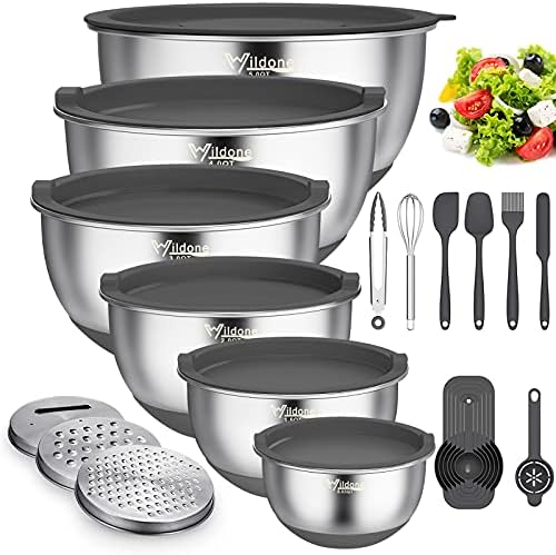 Wildone Mixing Bowls with Airtight Lids, Stainless Steel Mixing Bowls Set