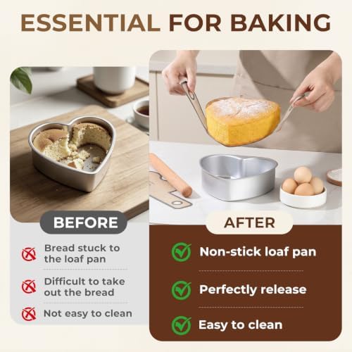8 Inch Heart Shaped Cake Pan Set with Reusable Silicone Baking Mat（2 Pack）