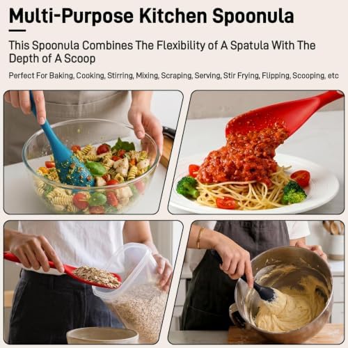 3 PACK Silicone Cooking Spatula & Spoon for Nonstick Cookware, BPA-Free